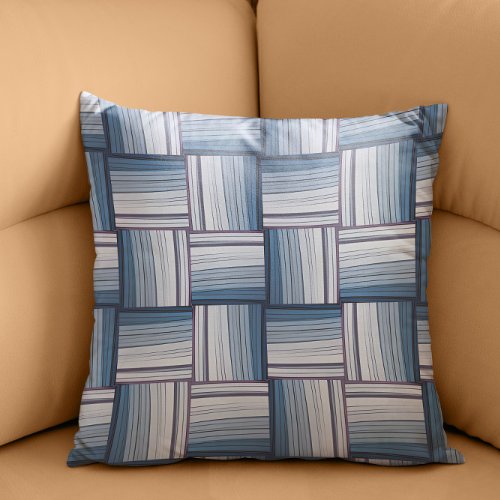 Alternating Stripes in Light Blue and Grey Colors Throw Pillow