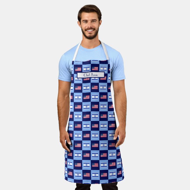 Alternating USA Israel Flag Pattern Apron (Worn)