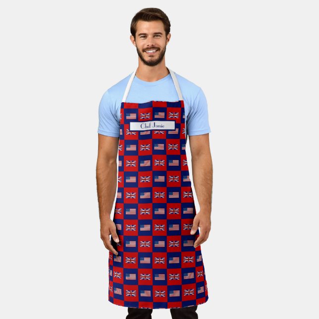 Alternating USA UK Flag Pattern Apron (Worn)