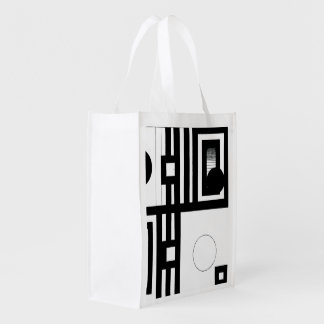Alternation — Black White Geometric Abstract Art Grocery Bag