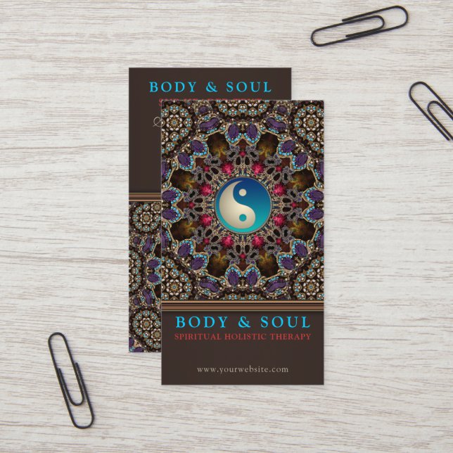 Alternative Eastern YinYang New Age Business Cards (Front/Back In Situ)