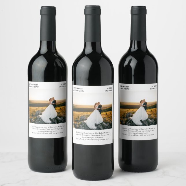 Alternative Elopement Wedding Announcement Wine Label (Bottles)
