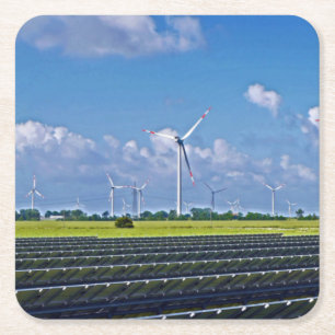 Alternative Energy - Solar and Wind Square Paper Coaster