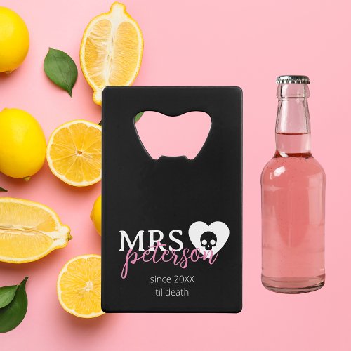 Alternative Goth Custom Bridal Shower Gift Credit Card Bottle Opener