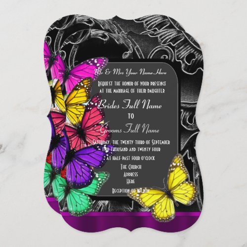 Alternative gothic butterfly invitation