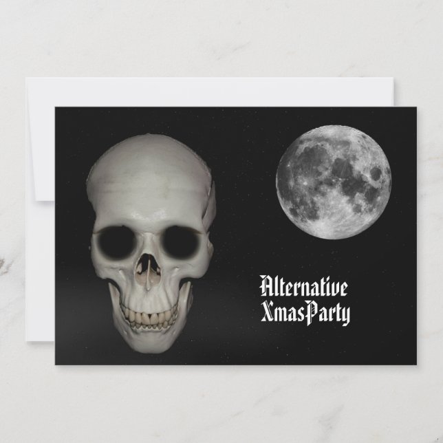 Alternative  Gothic Skull  Christmas Invitation (Front)