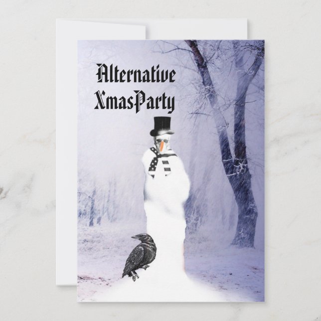 Alternative  Gothic Snowman Christmas Invitation (Front)