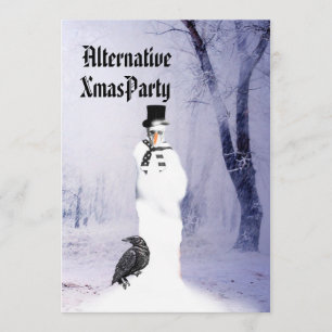 Alternative Gothic Snowman Christmas Invitation