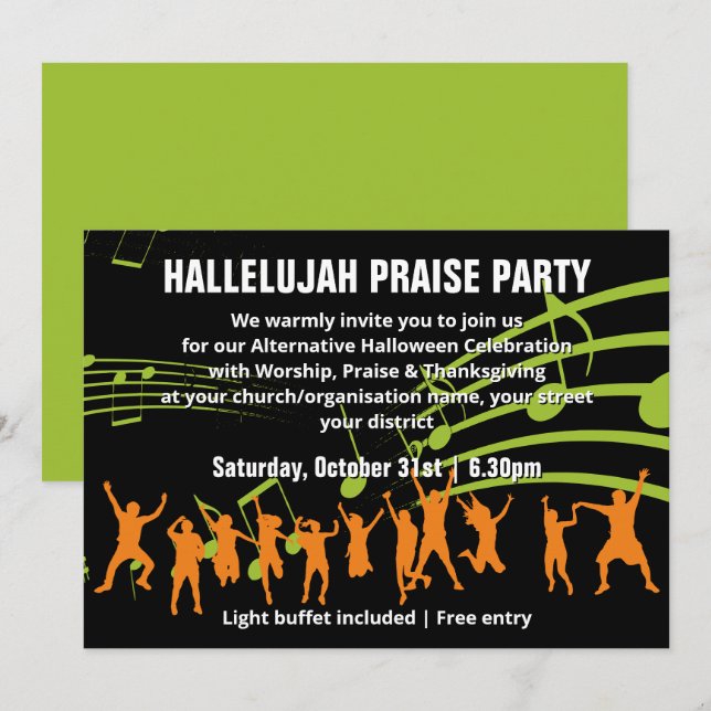 Alternative Halloween PRAISE PARTY Invitation (Front/Back)