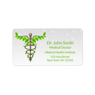 Alternative Medical Caduceus Green Leaves White Label