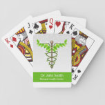 Alternative Medical Caduceus Green Leaves White Playing Cards at Zazzle