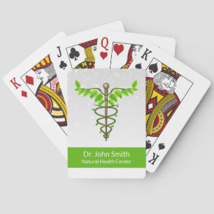 Alternative Medical Caduceus Green Leaves White Poker Cards