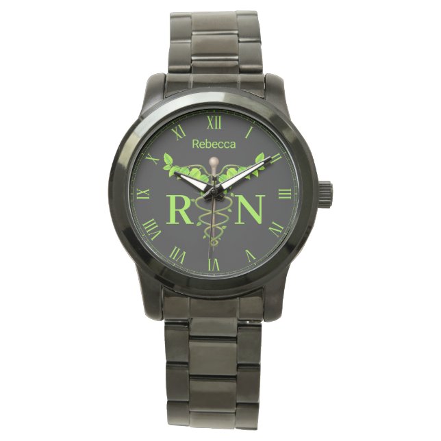 Alternative Medical Caduceus Registered Nurse Watch (Front)