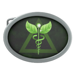 Alternative Medicine Green Caduceus Belt Buckles