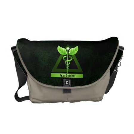 Alternative Medicine Green Caduceus Medical Symbol Messenger Bag