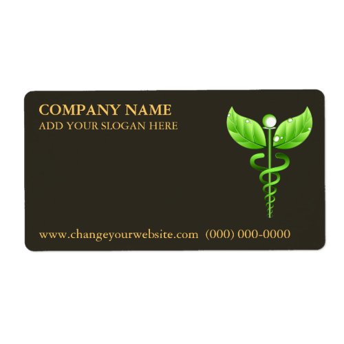 Alternative Medicine Green Caduceus Symbol Brown Label