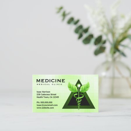 Alternative Medicine Light Green Caduceus Bizcards Business Card
