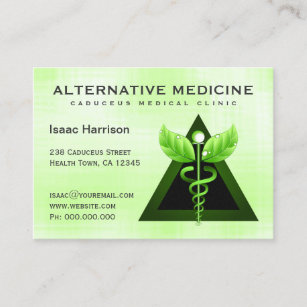 Alternative Medicine Light Green Caduceus Large Business Card