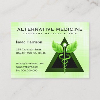 Alternative Medicine Light Green Caduceus Large Business Card by sunnymars at Zazzle