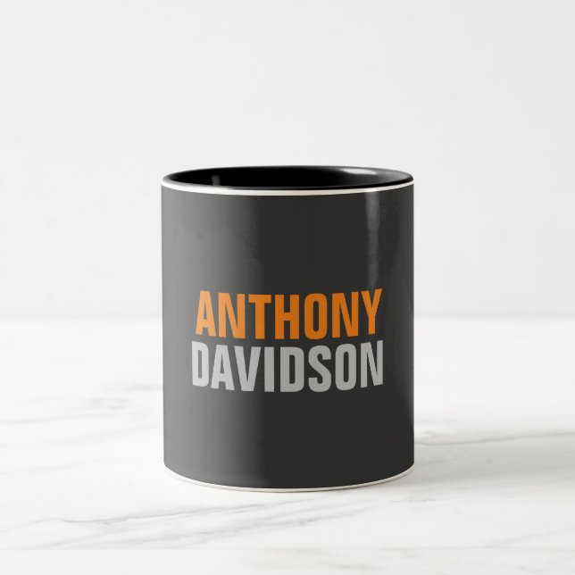 Alternative Perfect Cute Grey Orange Bold Text Two-Tone Coffee Mug (Center)
