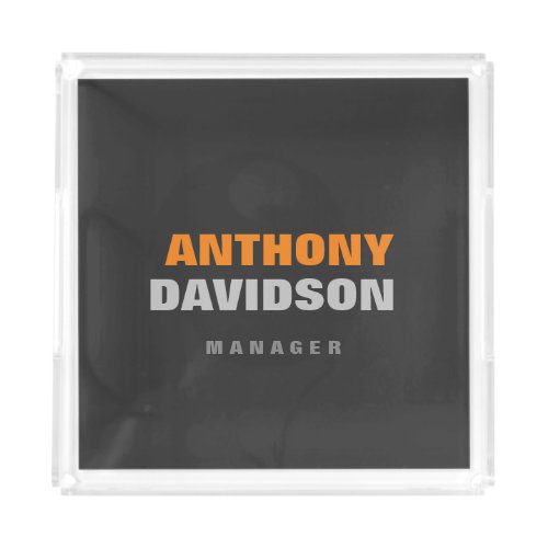 Alternative Perfect Size Grey Orange Bold Text Acrylic Tray