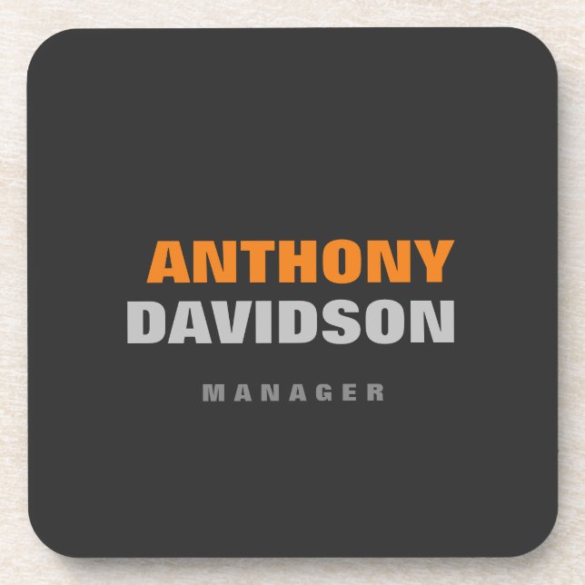 Alternative Perfect Size Grey Orange Bold Text Beverage Coaster (Front)