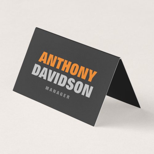 Alternative Perfect Size Grey Orange Bold Text Business Card