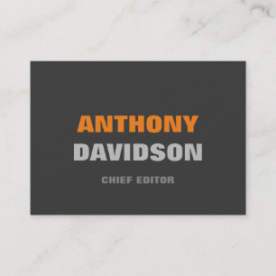 Alternative Perfect Size Grey Orange Bold Text Business Card