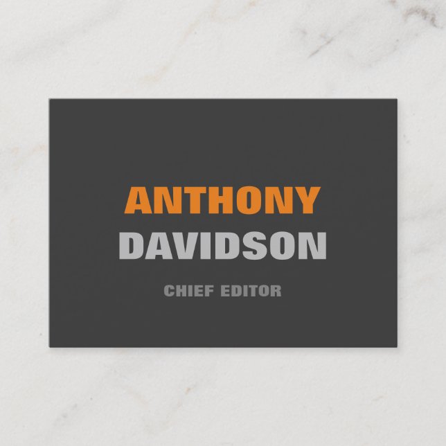Alternative Perfect Size Grey Orange Bold Text Business Card (Front)