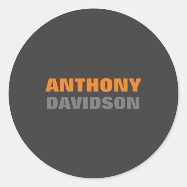 Alternative Perfect Size Grey Orange Bold Text Classic Round Sticker (Front)