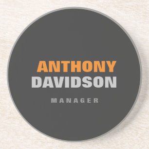 Alternative Perfect Size Grey Orange Bold Text Coaster