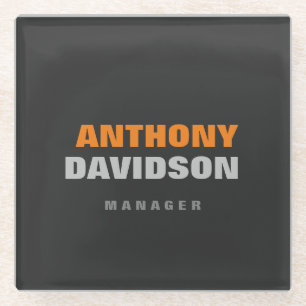 Alternative Perfect Size Grey Orange Bold Text Glass Coaster