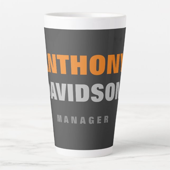 Alternative Perfect Size Grey Orange Bold Text Latte Mug (Front)