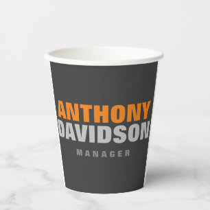 Alternative Perfect Size Grey Orange Bold Text Paper Cups