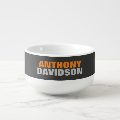 Alternative Perfect Size Grey Orange Bold Text  Soup Mug