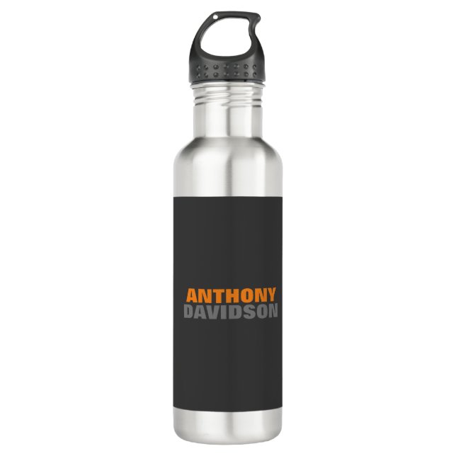 Alternative Perfect Size Grey Orange Bold Text Stainless Steel Water Bottle (Front)
