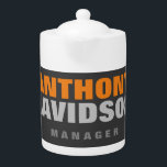 Alternative Perfect Size Grey Orange Bold Text  Teapot<br><div class="desc">A great design template with a contemporary,  artistic,  striking and impressive touch is waiting for those who want to evaluate it in their own life.</div>