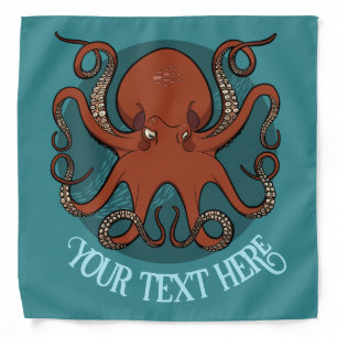 Alternative Red Octopus Add Your Text Artwork  Bandana