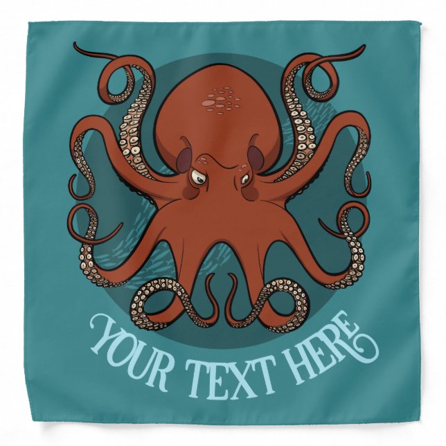 Alternative Red Octopus Add Your Text Artwork  Bandana (Front)