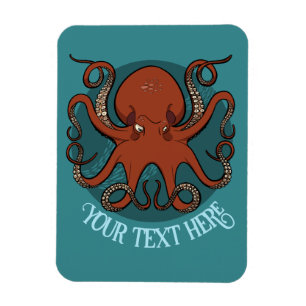 Alternative Red Octopus Logo Add Your Text Artwork Magnet