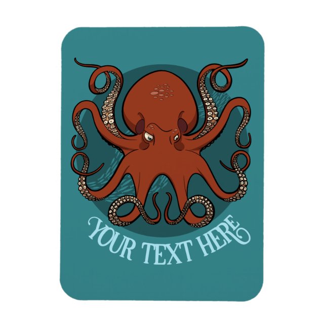 Alternative Red Octopus Logo Add Your Text Artwork Magnet (Vertical)