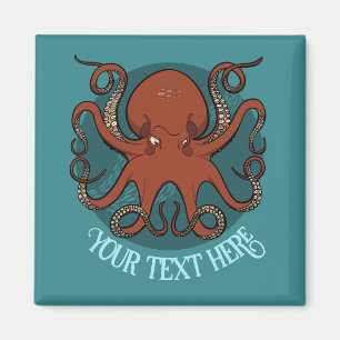 Alternative Red Octopus Logo Add Your Text Artwork Magnet