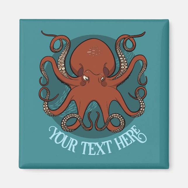 Alternative Red Octopus Logo Add Your Text Artwork Magnet (Front)