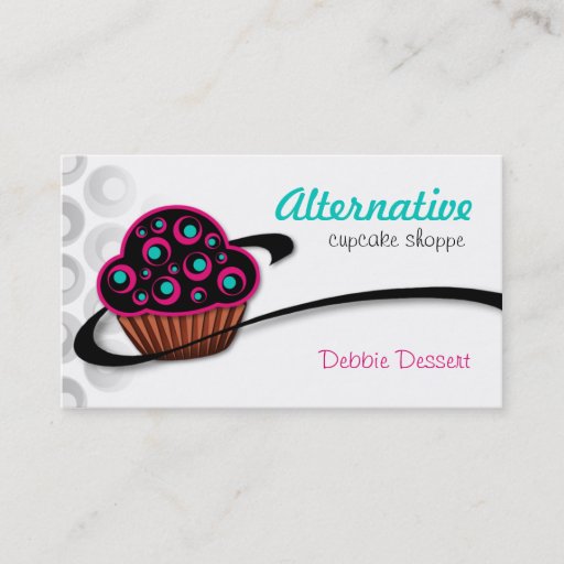 Customizable Alternative Retro Pink Cupcake Business Cards