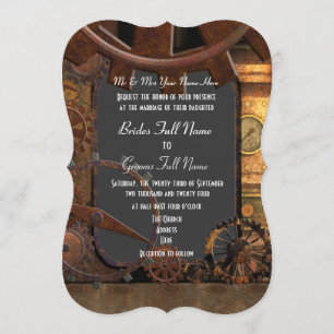 Alternative steampunk wedding invitation