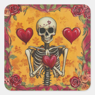 Alternative Wedding Favor Til Death Gothic Love Square Sticker