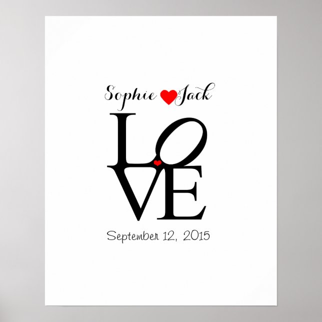 Alternative wedding guest book LOVE choose color (Front)