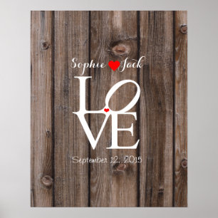 Alternative wedding guest book LOVE wood effect