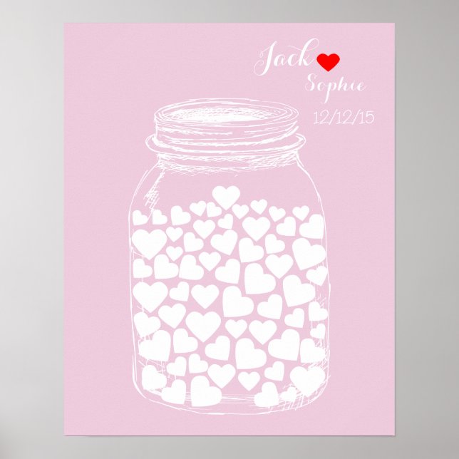 Alternative wedding guest book mason custom color (Front)