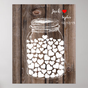 Alternative wedding guest book mason jar wood